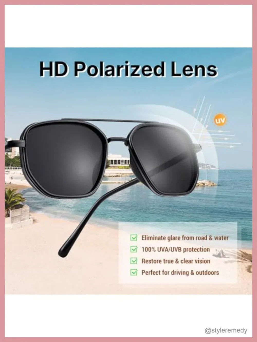 Polarized Aviator Sunglasses with Metal Frame UV400 Protection
